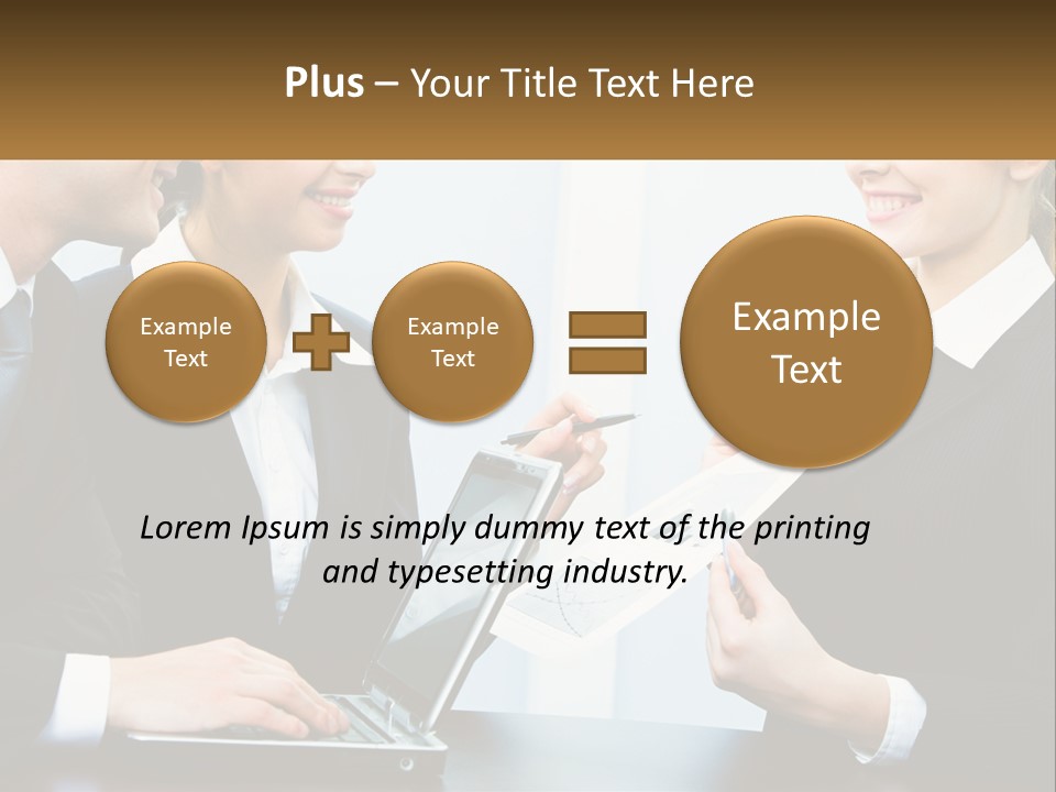 A Group Of People Standing Around A Laptop Computer PowerPoint Template