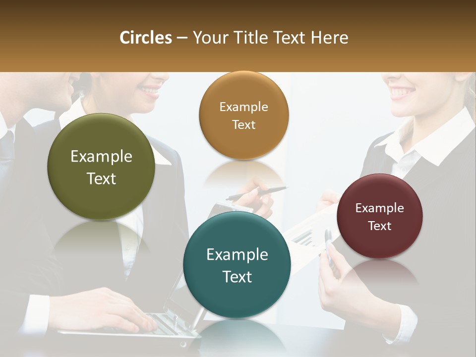 A Group Of People Standing Around A Laptop Computer PowerPoint Template