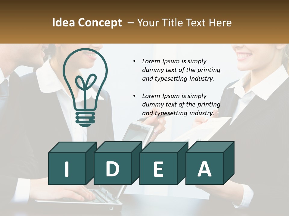 A Group Of People Standing Around A Laptop Computer PowerPoint Template