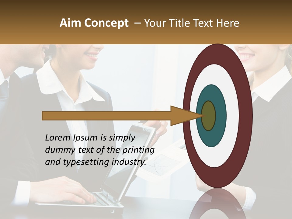 A Group Of People Standing Around A Laptop Computer PowerPoint Template