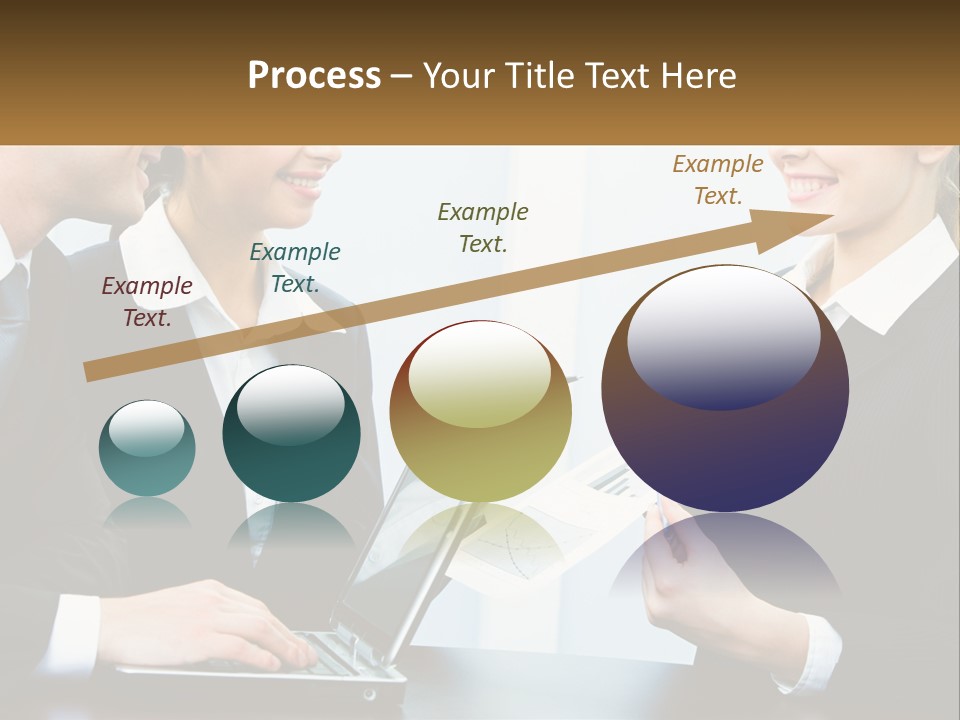 A Group Of People Standing Around A Laptop Computer PowerPoint Template