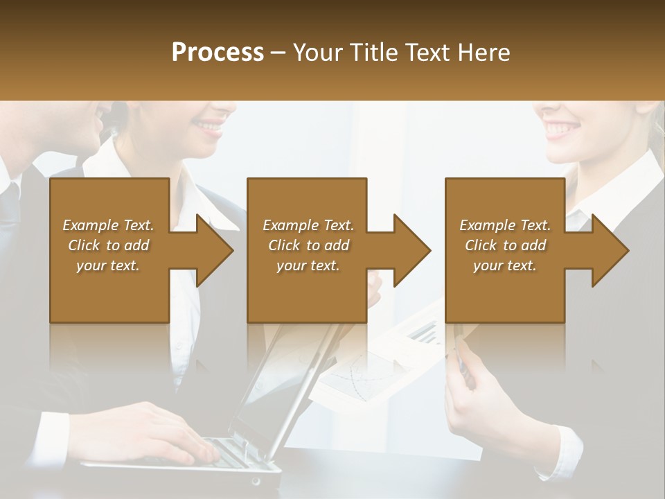 A Group Of People Standing Around A Laptop Computer PowerPoint Template