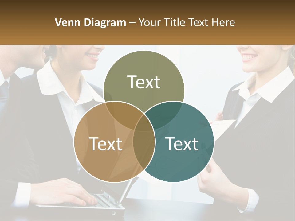 A Group Of People Standing Around A Laptop Computer PowerPoint Template