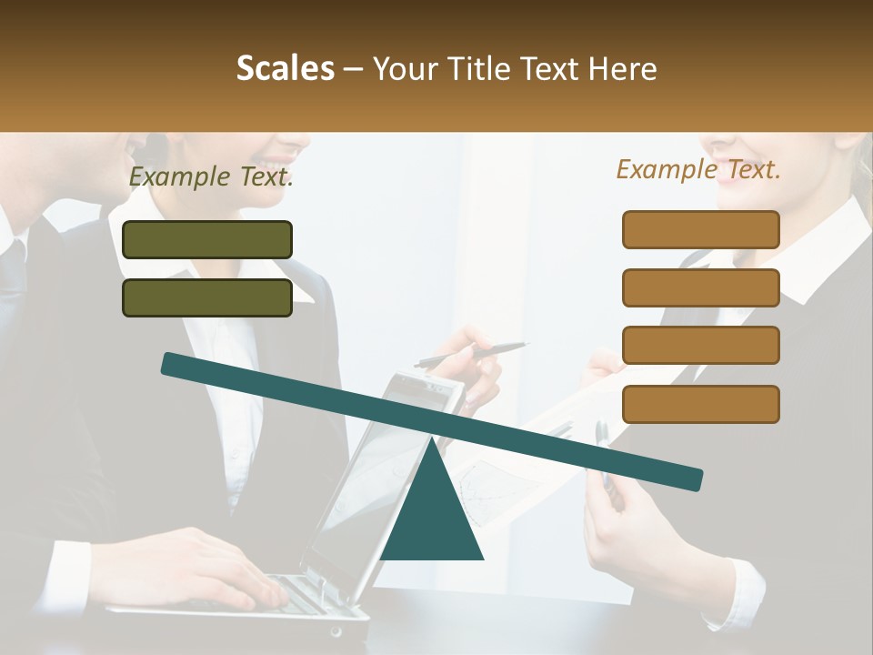 A Group Of People Standing Around A Laptop Computer PowerPoint Template