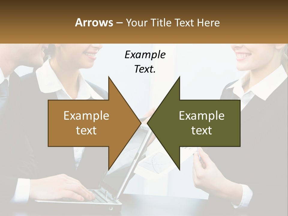 A Group Of People Standing Around A Laptop Computer PowerPoint Template