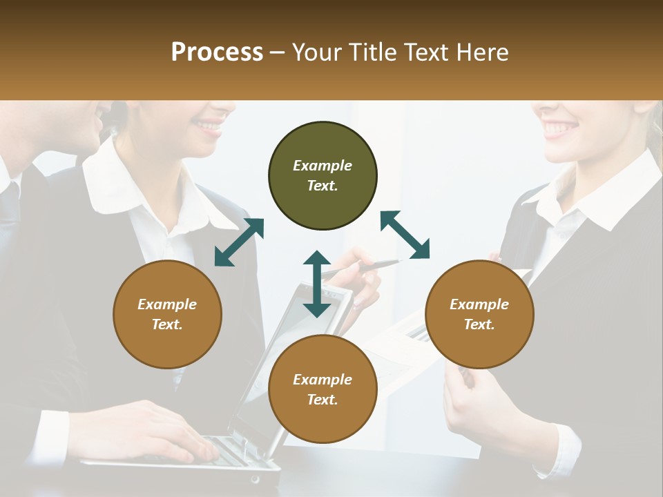 A Group Of People Standing Around A Laptop Computer PowerPoint Template