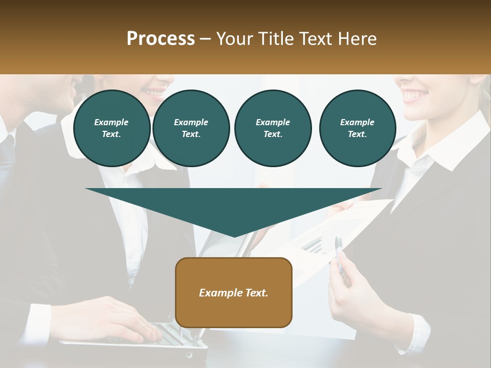 A Group Of People Standing Around A Laptop Computer PowerPoint Template