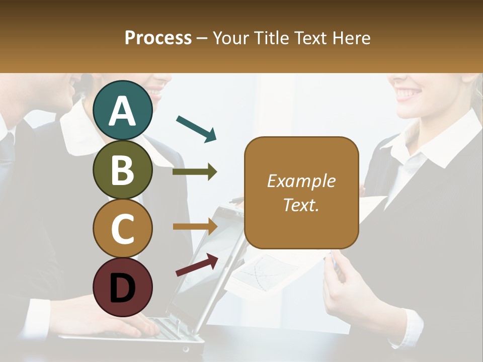 A Group Of People Standing Around A Laptop Computer PowerPoint Template