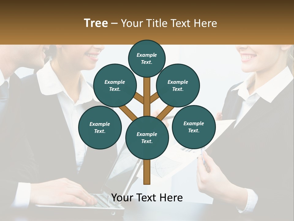 A Group Of People Standing Around A Laptop Computer PowerPoint Template