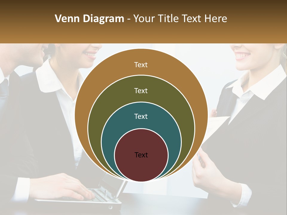 A Group Of People Standing Around A Laptop Computer PowerPoint Template