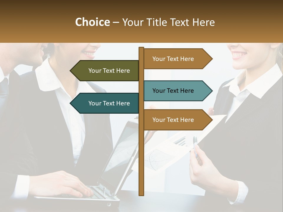 A Group Of People Standing Around A Laptop Computer PowerPoint Template