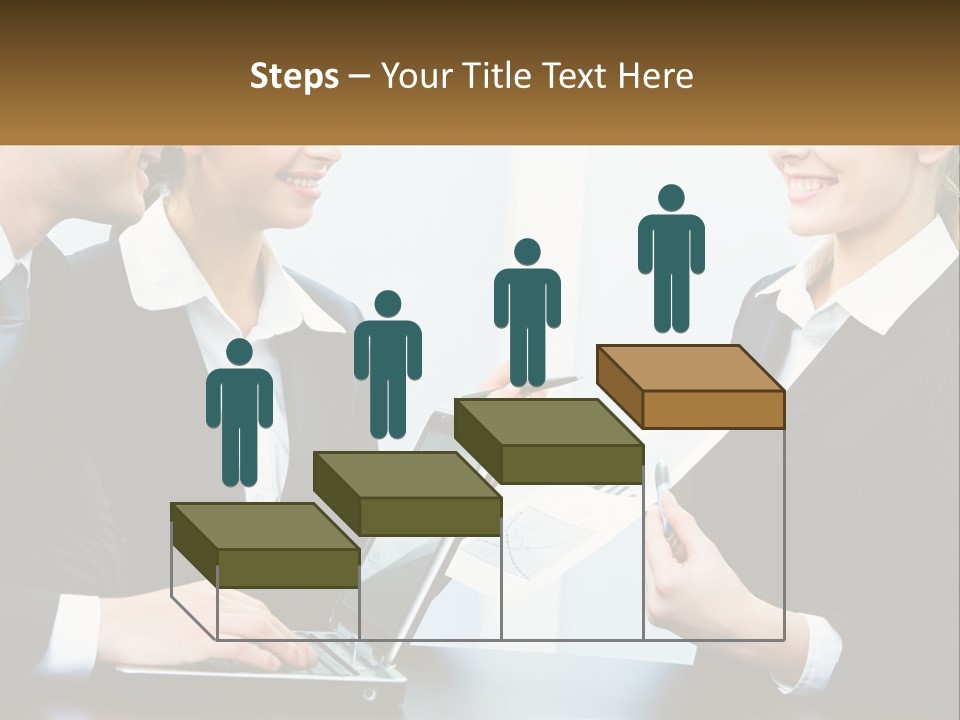 A Group Of People Standing Around A Laptop Computer PowerPoint Template