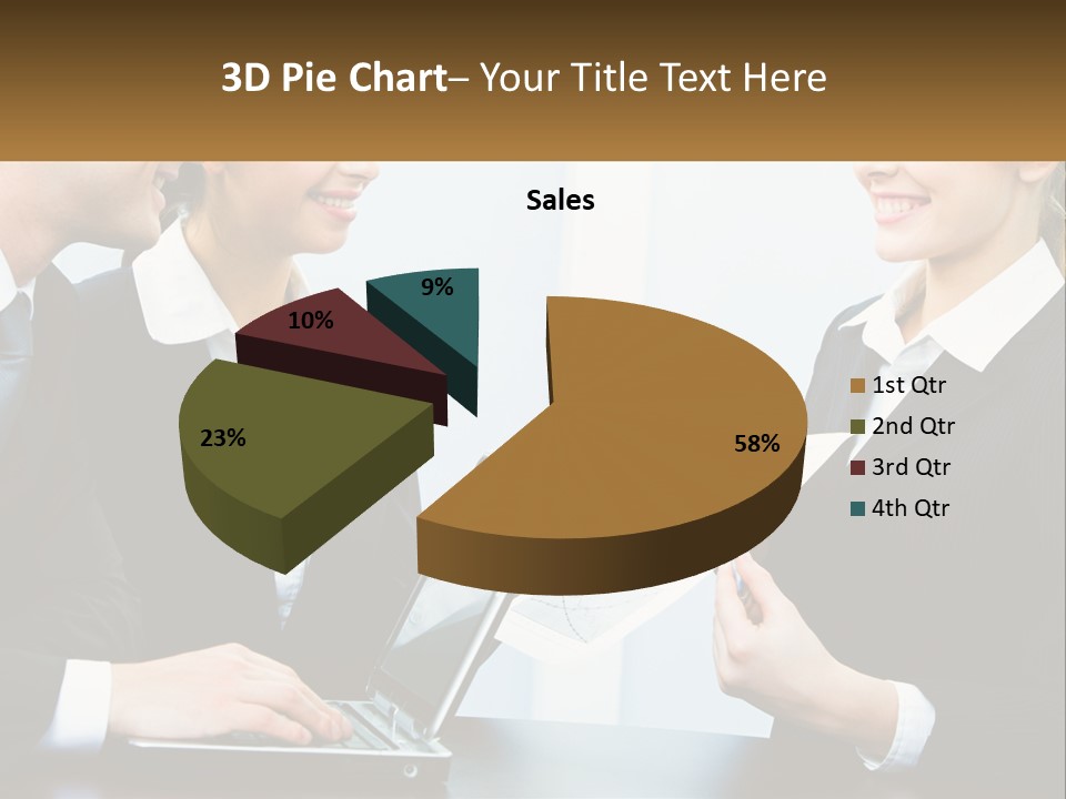 A Group Of People Standing Around A Laptop Computer PowerPoint Template