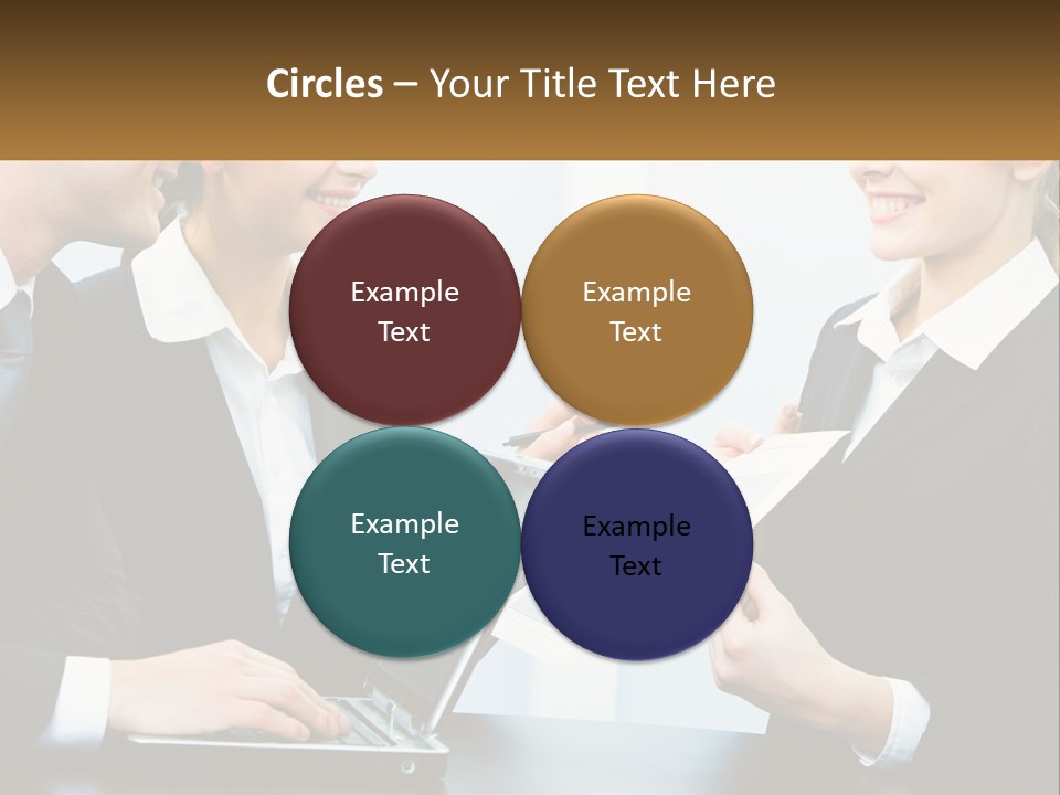 A Group Of People Standing Around A Laptop Computer PowerPoint Template