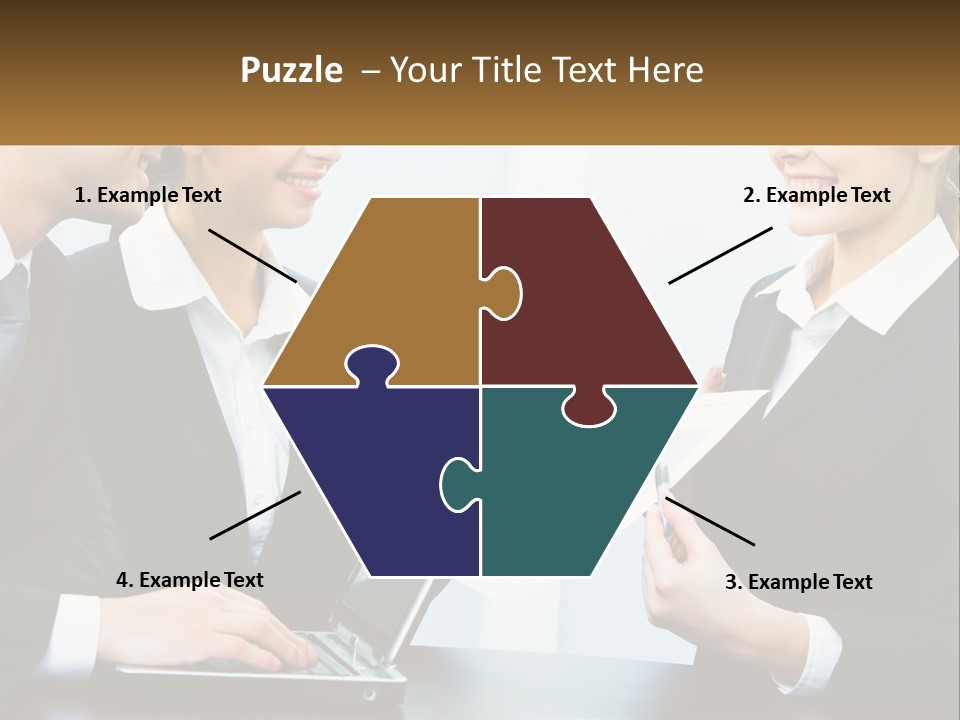 A Group Of People Standing Around A Laptop Computer PowerPoint Template