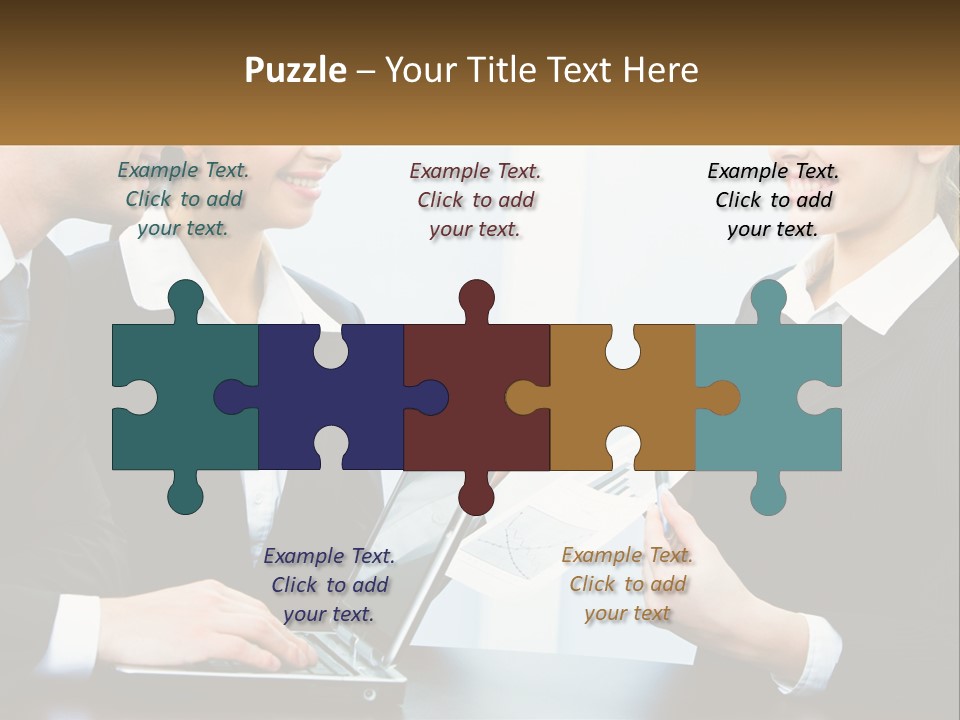 A Group Of People Standing Around A Laptop Computer PowerPoint Template