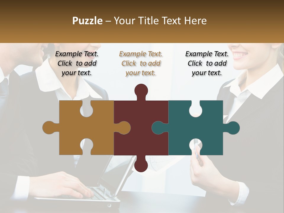 A Group Of People Standing Around A Laptop Computer PowerPoint Template