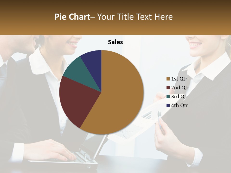 A Group Of People Standing Around A Laptop Computer PowerPoint Template