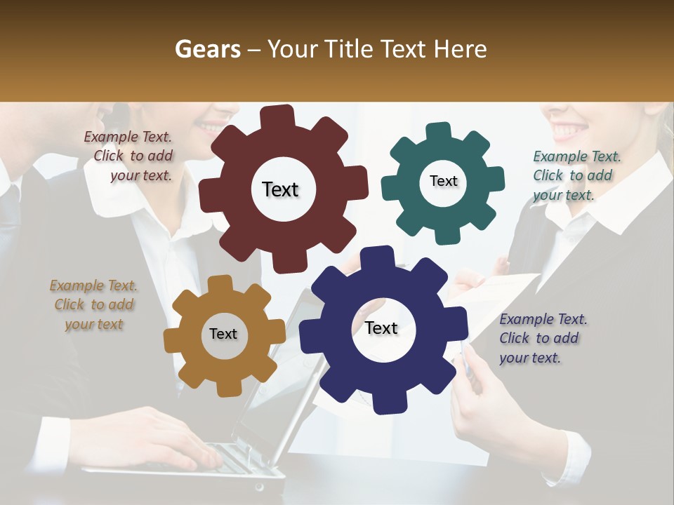 A Group Of People Standing Around A Laptop Computer PowerPoint Template