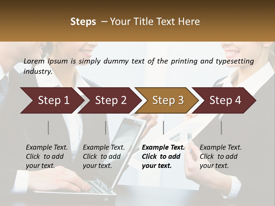 A Group Of People Standing Around A Laptop Computer PowerPoint Template