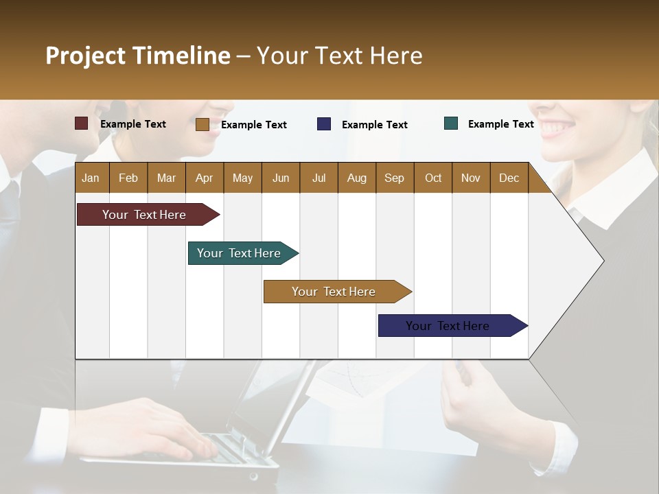 A Group Of People Standing Around A Laptop Computer PowerPoint Template