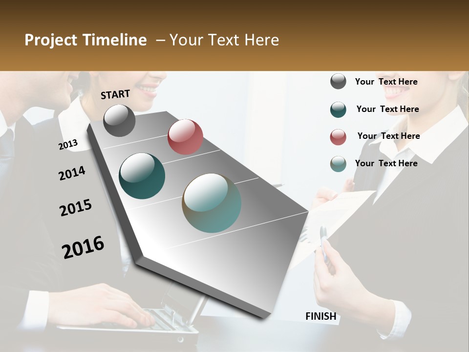 A Group Of People Standing Around A Laptop Computer PowerPoint Template