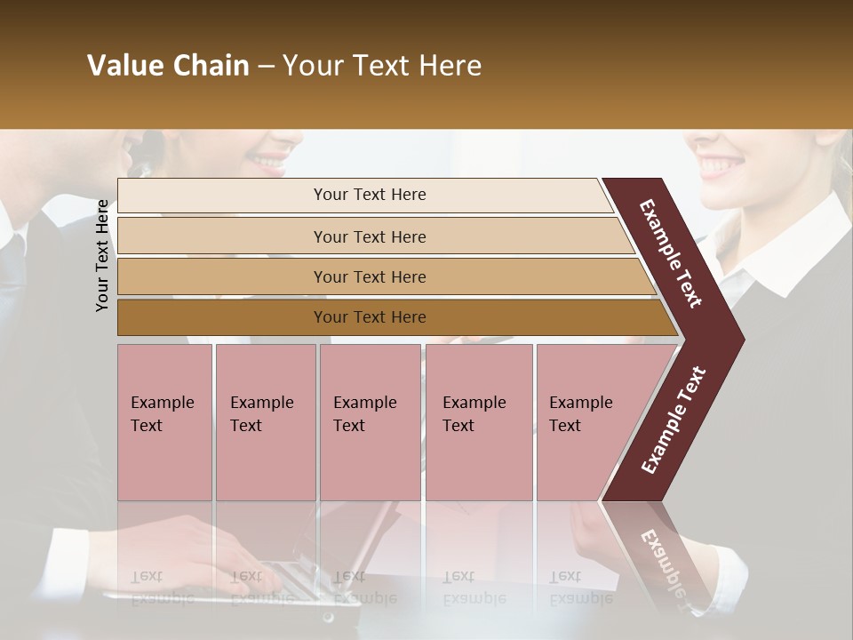 A Group Of People Standing Around A Laptop Computer PowerPoint Template