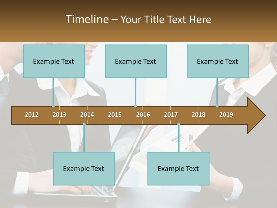 A Group Of People Standing Around A Laptop Computer PowerPoint Template