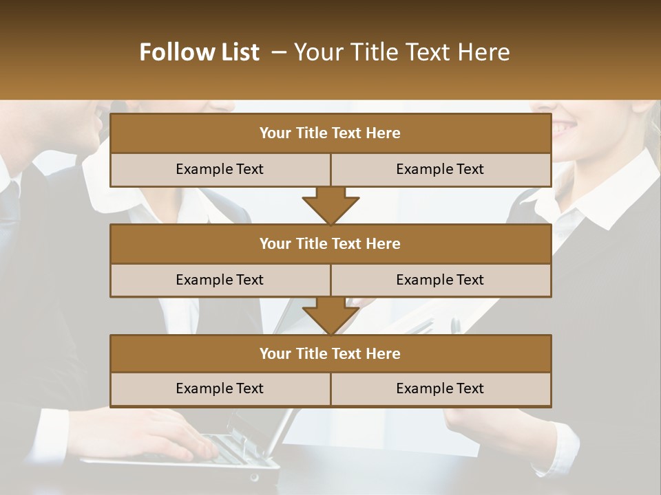 A Group Of People Standing Around A Laptop Computer PowerPoint Template
