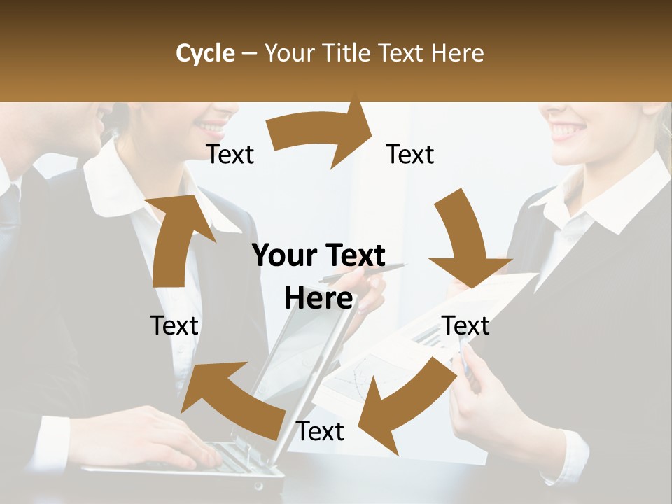 A Group Of People Standing Around A Laptop Computer PowerPoint Template