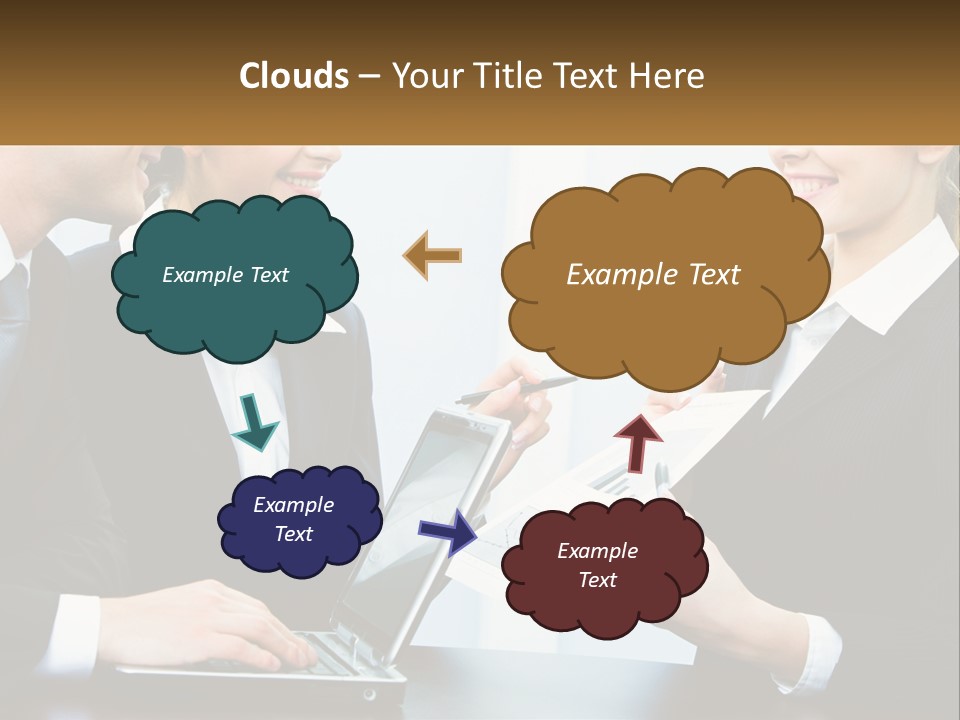 A Group Of People Standing Around A Laptop Computer PowerPoint Template