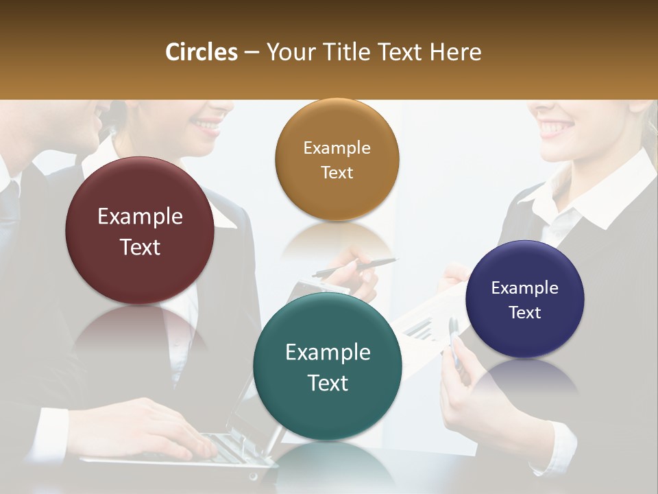 A Group Of People Standing Around A Laptop Computer PowerPoint Template