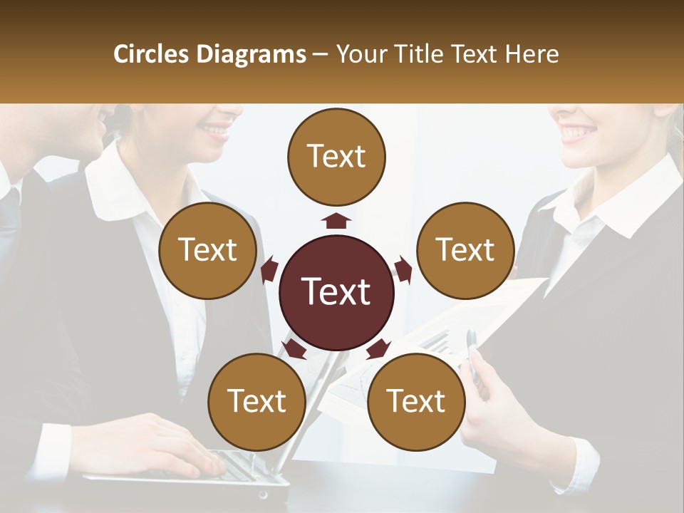 A Group Of People Standing Around A Laptop Computer PowerPoint Template