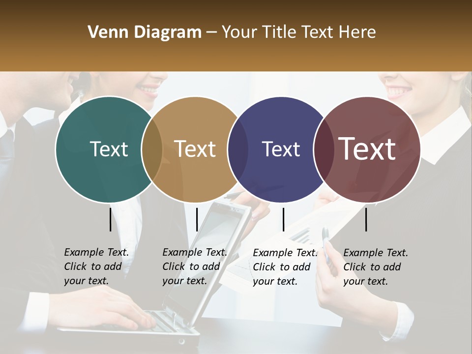 A Group Of People Standing Around A Laptop Computer PowerPoint Template