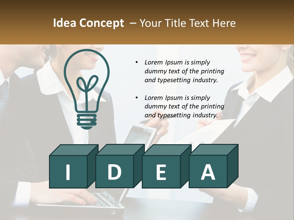 A Group Of People Standing Around A Laptop Computer PowerPoint Template