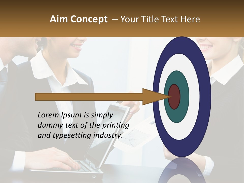 A Group Of People Standing Around A Laptop Computer PowerPoint Template