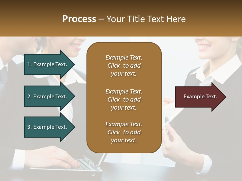 A Group Of People Standing Around A Laptop Computer PowerPoint Template