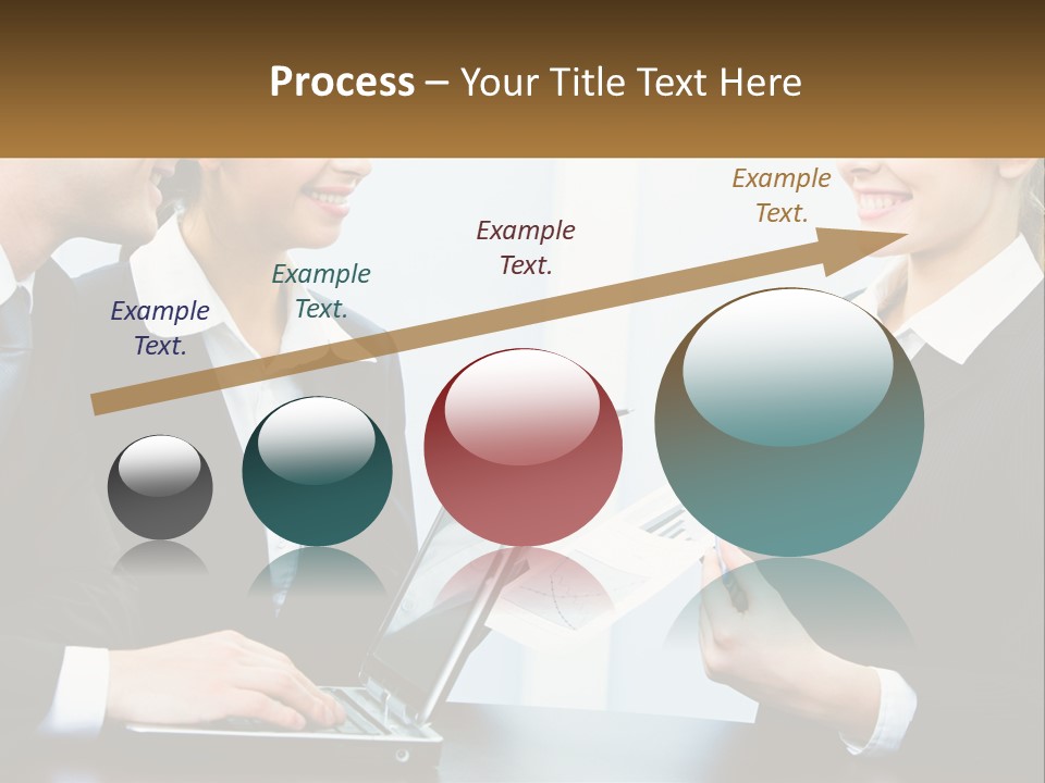 A Group Of People Standing Around A Laptop Computer PowerPoint Template