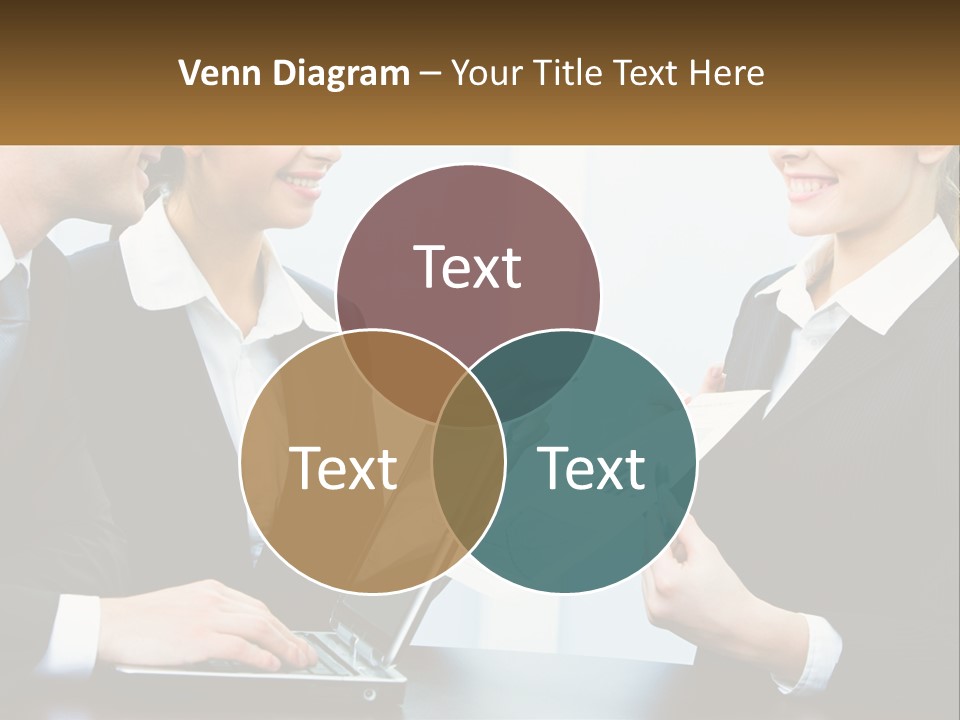 A Group Of People Standing Around A Laptop Computer PowerPoint Template