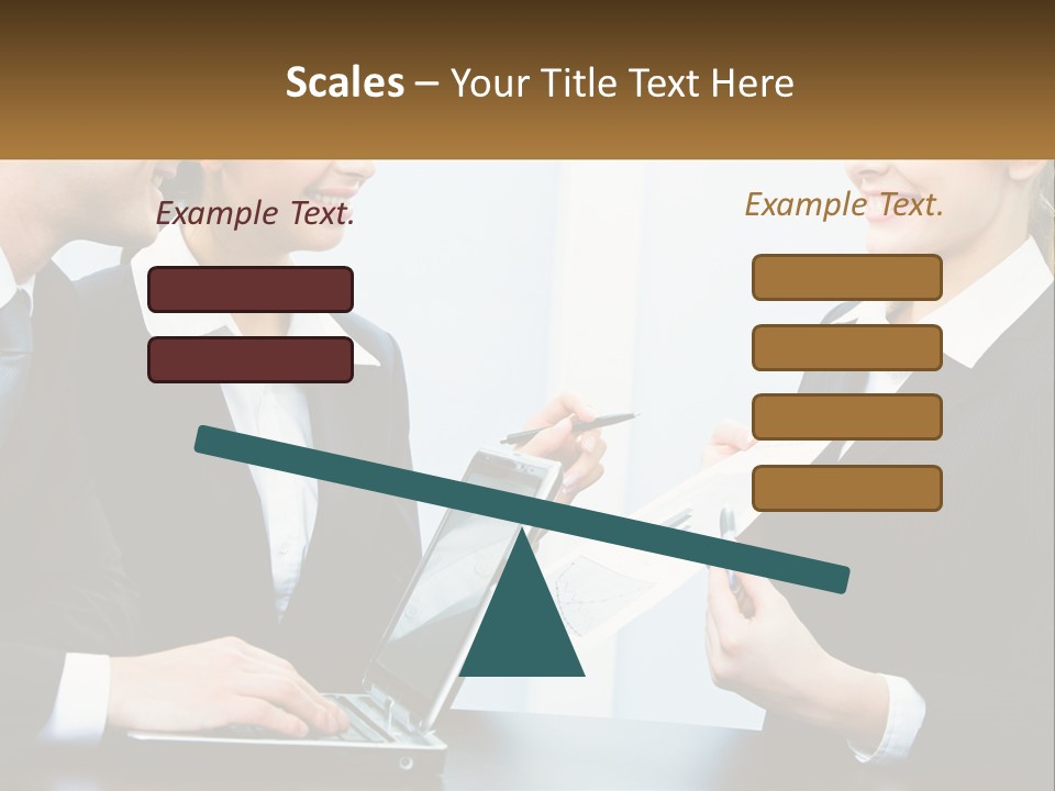 A Group Of People Standing Around A Laptop Computer PowerPoint Template