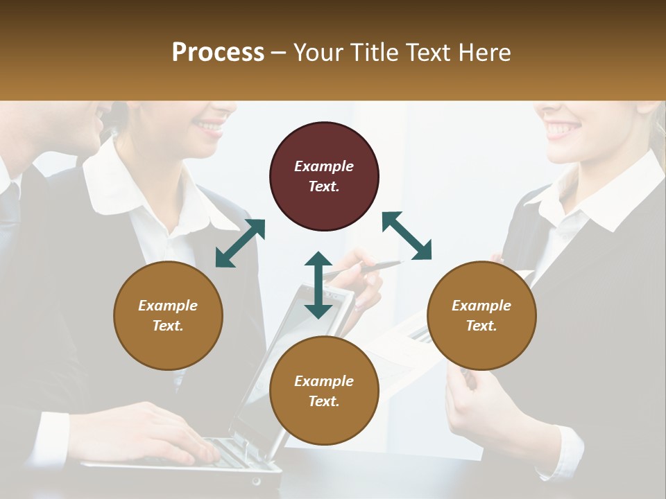 A Group Of People Standing Around A Laptop Computer PowerPoint Template