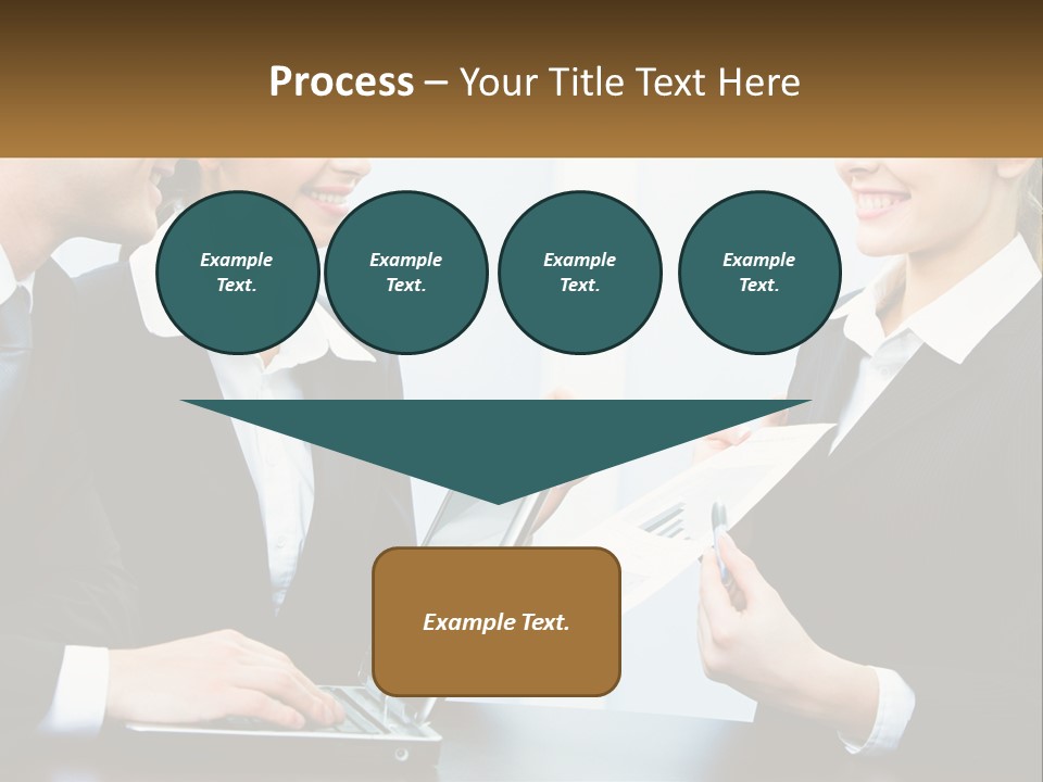 A Group Of People Standing Around A Laptop Computer PowerPoint Template