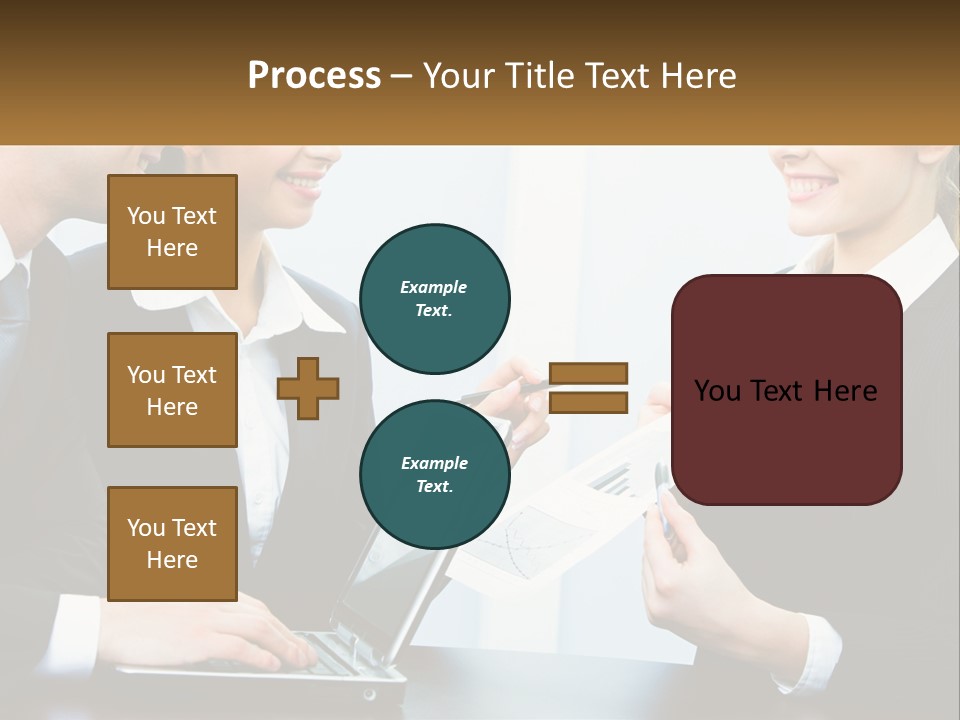 A Group Of People Standing Around A Laptop Computer PowerPoint Template