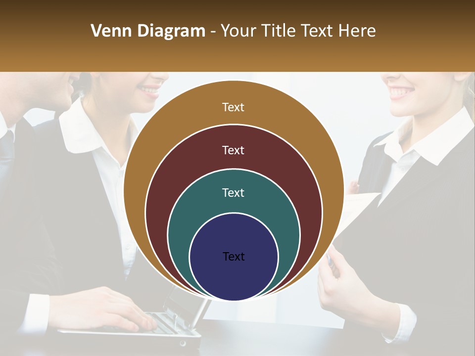 A Group Of People Standing Around A Laptop Computer PowerPoint Template