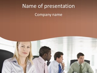 A Group Of Business People Sitting At A Table PowerPoint Template