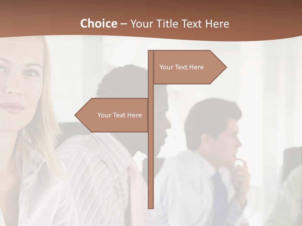 A Group Of Business People Sitting At A Table PowerPoint Template