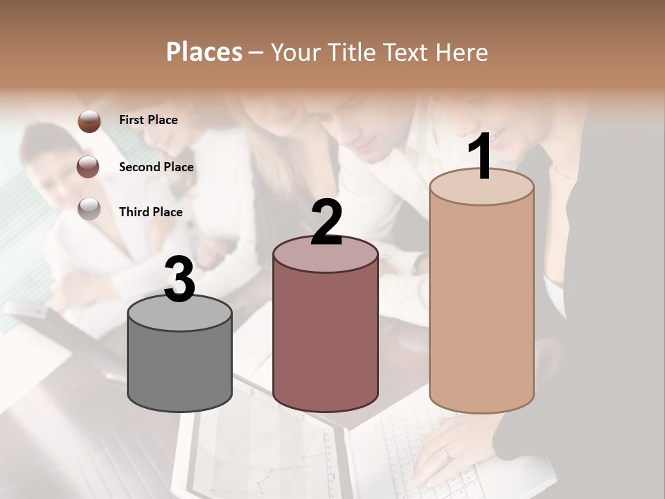 A Group Of People Sitting At A Table With Laptops PowerPoint Template