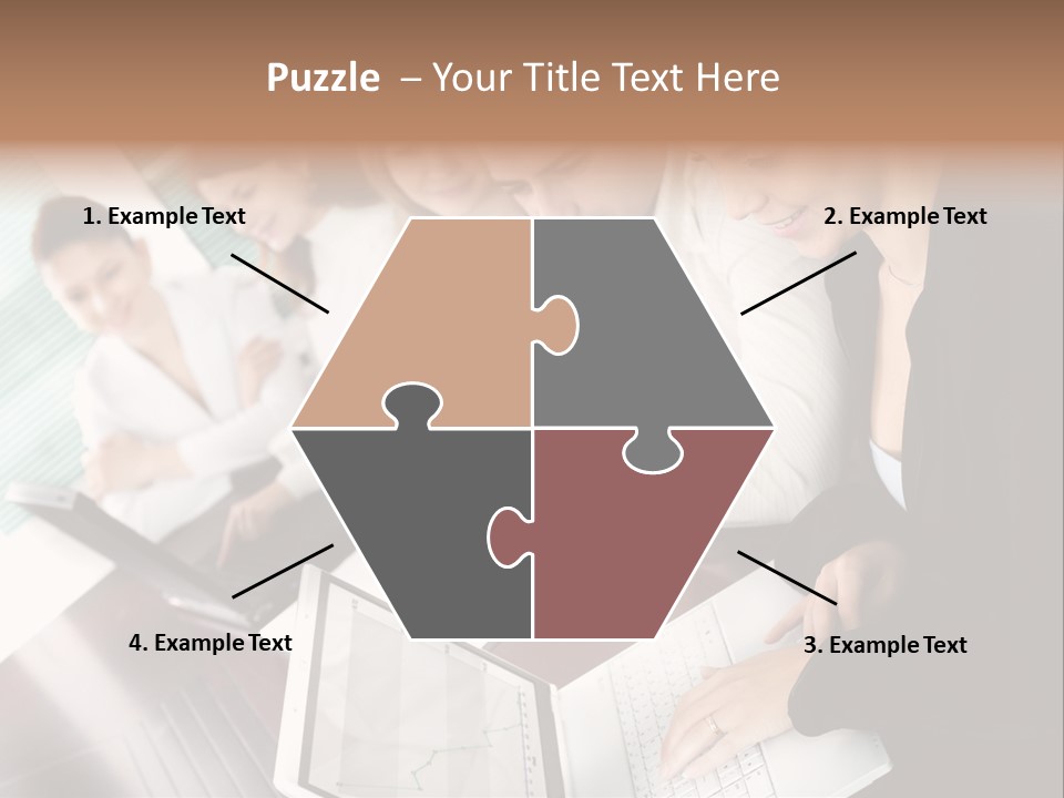 A Group Of People Sitting At A Table With Laptops PowerPoint Template