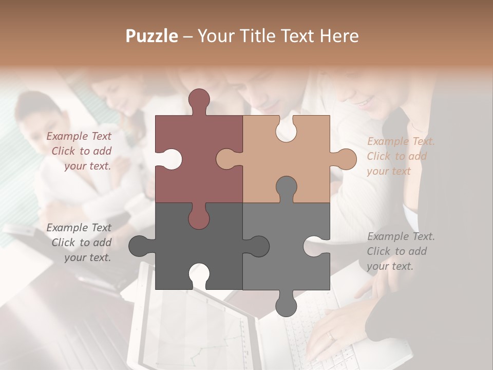 A Group Of People Sitting At A Table With Laptops PowerPoint Template