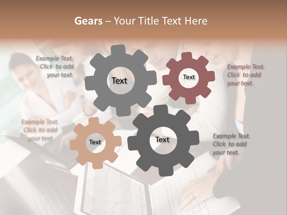 A Group Of People Sitting At A Table With Laptops PowerPoint Template